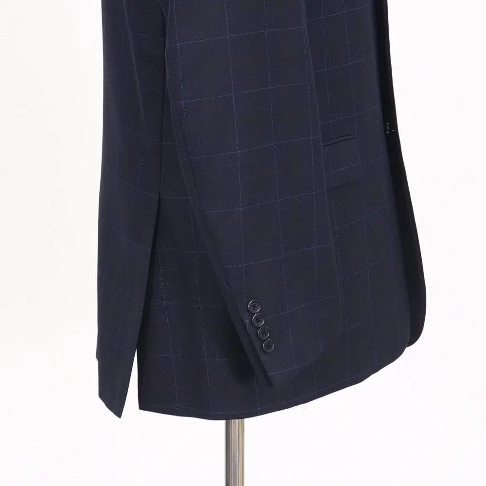 Axcess 42L Navy Blazer Sport Coat Jacket 3-Button Check T372